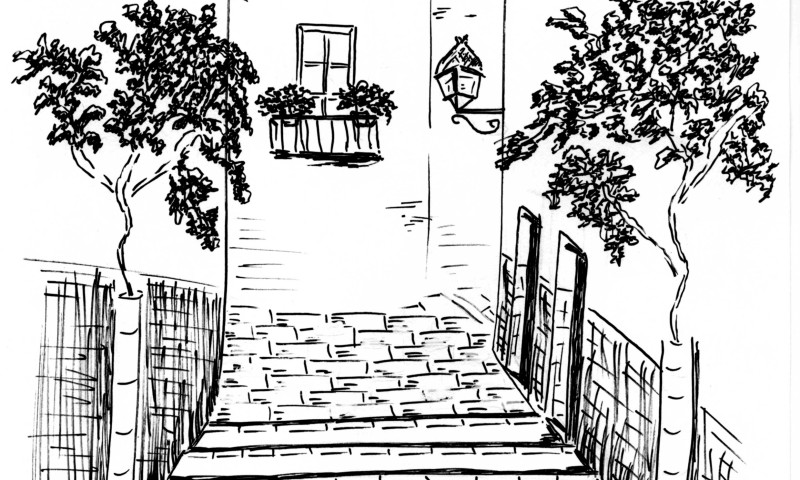 callejón del mesón desde calle alhamillos. recreación a c