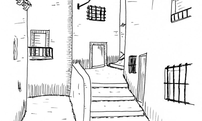 recreación que contempla una escalinata donde ahora hay una rampa .